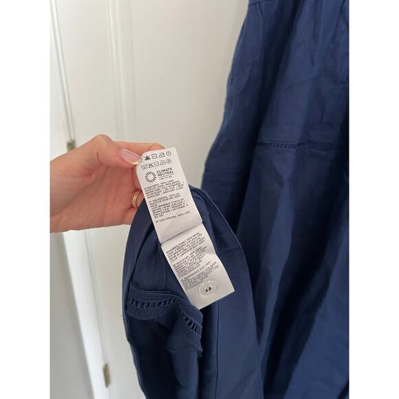 NWT Reformation Everett Linen Midi Dress in Danube (Navy Blue) Size 10 - Picture 8 of 8